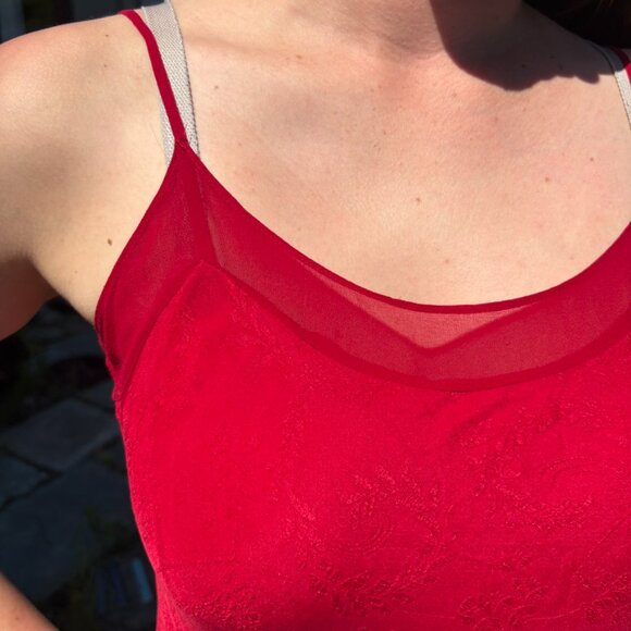 Beautiful vintage red slip dress with floral pattern - Picture 5 of 5